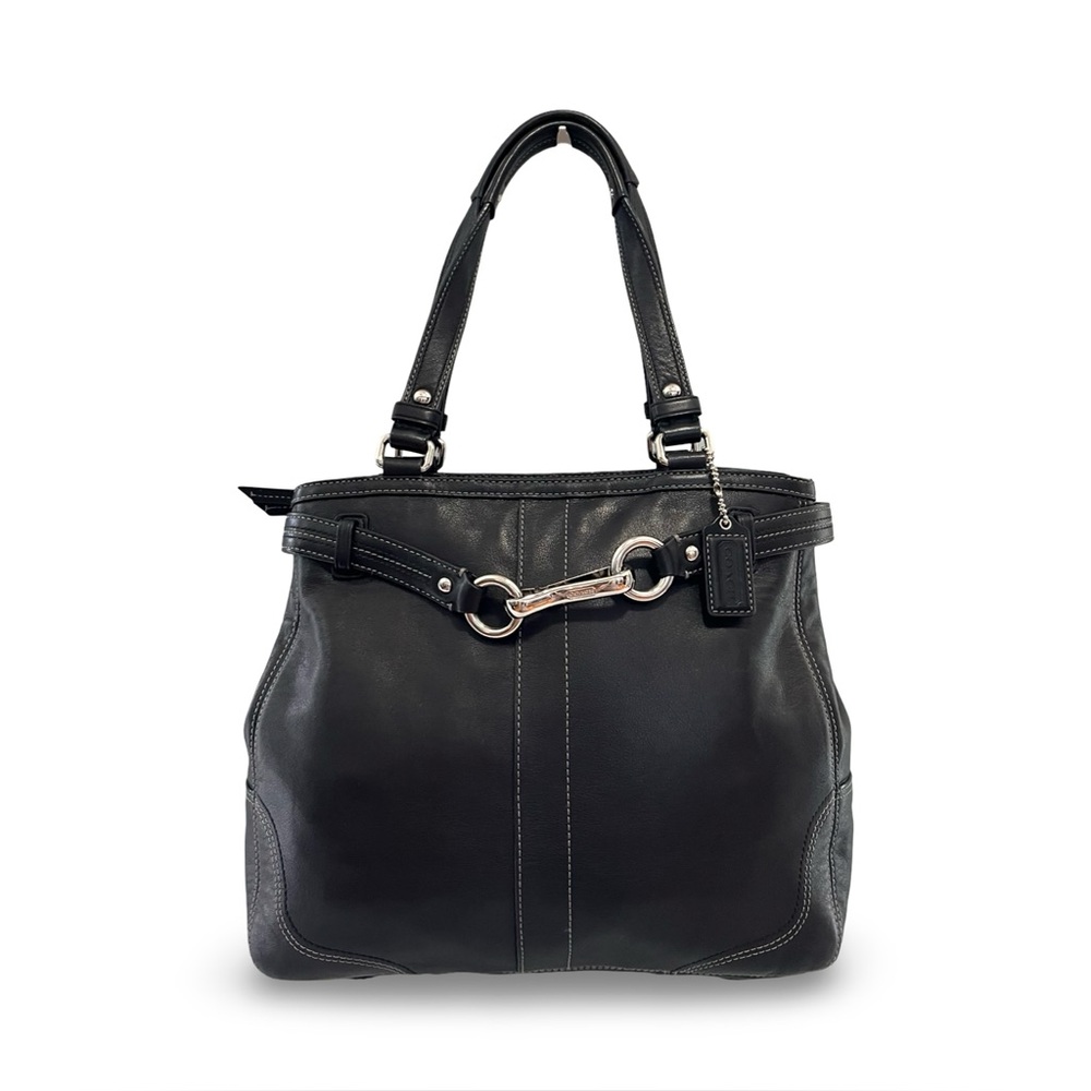 Coach Black Leather Nancy Satchel Hand Bag
